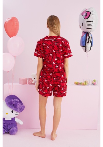 Siyah İnci Lisanslı %100 Pamuk Çok Renkli Düğmeli Biyeli Şort Pijama Takım Hk158 Kırmızı Siyah İnci Lisanslı %100 Pamuk Çok Renkli Düğmeli Biyeli Şort Pijama Takım Hk158 Kırmızı