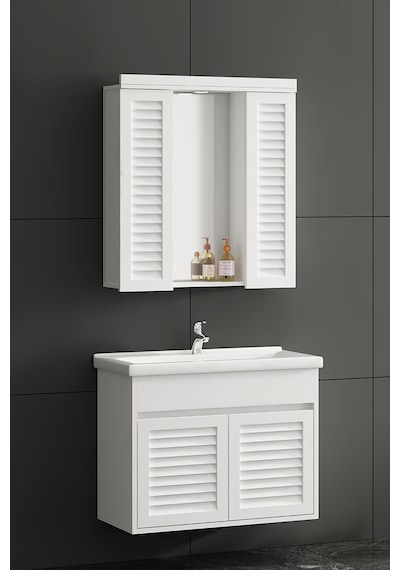 Çuha 80 Cm Beyaz Mdf Panjurlu Asma Banyo Dolabı Takımı Beyaz Çuha 80 Cm Beyaz Mdf Panjurlu Asma Banyo Dolabı Takımı Beyaz