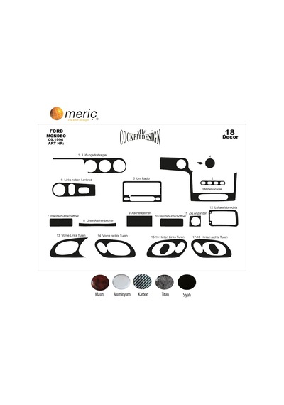 Meriç® Ford Mondeo Ön Torpido Kaplama 18 Parça 1996-2000 (530156351)
