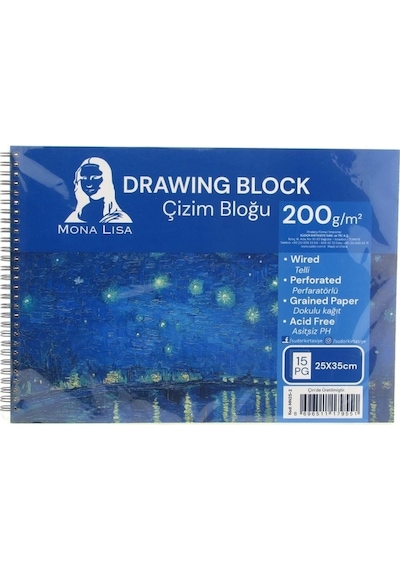 Monalisa Resim Defteri Yandan Spiralli 200 Gr 15 Yp Mn25-2 25x35