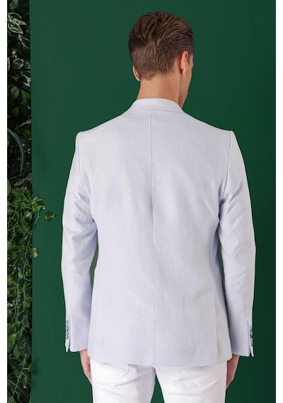 Efor Comfort Fit Çift Yırtmaç %100 Keten Casual Mavi Ceket C 668 Mavi