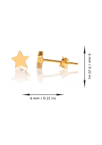 14 Ayar Altın Küpe Vidalı Yıldız Küpe 5 Mm Çapında