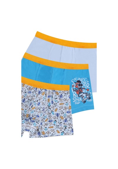 Koza İç Giyim Erkek Çocuk Pamuklu Uzay Baskılı 3'lü Boxer 3053 3053-18