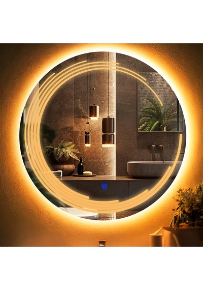 Nova Led'li Kumlamalı Lavabo & Banyo Aynası Dokunmatik Sensörlü 80 X 80 Turuncu