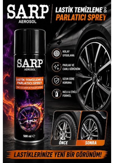 Sarp Aerosol Lastik Temizleme Ve Parlatıcı Sprey 500 Ml