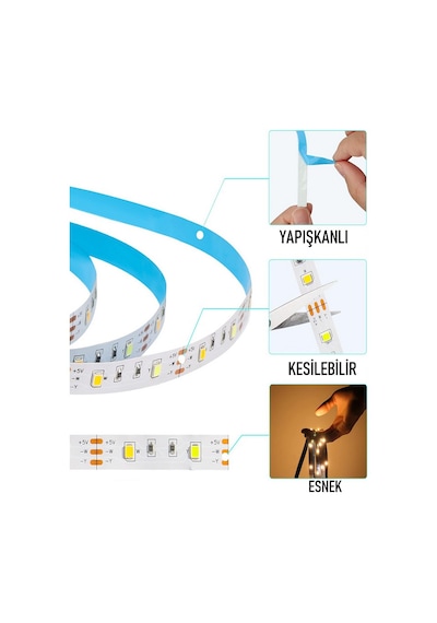 3 Çipli Şerit Led Kırmızı Renk 12v 5 Metre