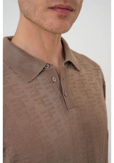Efor Comfort Fit Polo Yaka Pamuklu Kısa Kol Casual Vizon Triko Tişört Tr 880 Vizon