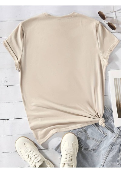 Unisex Eteinal Light Baskılı Oversize Tshirt Bej