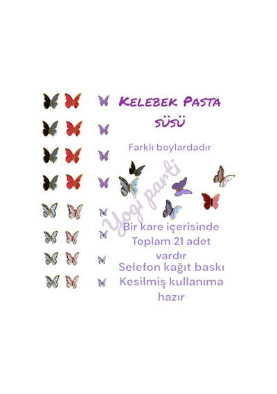 Kelebek Kâğıt Pasta Süsü Kız Doğum Günü Süsü