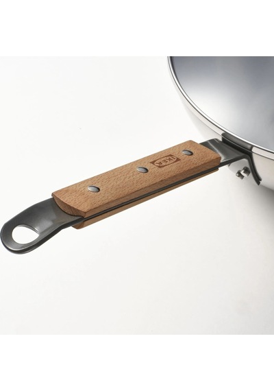 Ikea Vardagen Karbon Çelik Kapaklı Wok Tava 28 Cm Krom - Bej 2 Parça