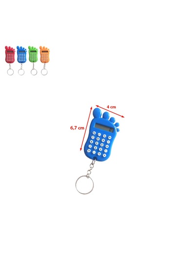 Mavi Ayak Şekilli Mini 8 Haneli Hesap Makinesi Anahtarlık 1 Adet Ebat: 6.7 CM x 4 CM