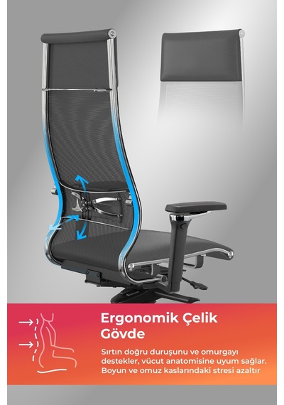 Samurai Ergonomik Koltuk Bel Destekli, Tekerlekli, Yükseklik Ayarlı, Yönetici Koltuğu -506.f.1.62 Koyu Gri Samurai Ergonomik Koltuk Bel Destekli, Tekerlekli, Yükseklik Ayarlı, Yönetici Koltuğu -506.f.1.62 Koyu Gri