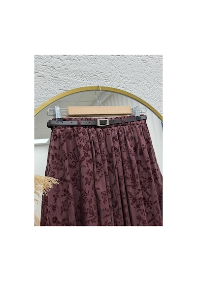Unika Boutique Ülkü Astarlı Kemerli Organize Etek-ek752.1 Kahve