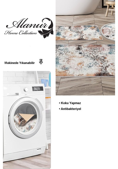 Dekoreko Kaymaz Taban Djt 3 Lü Banyo Paspas Takımı Yıldız Deri Karışık Modern 609m Renkli