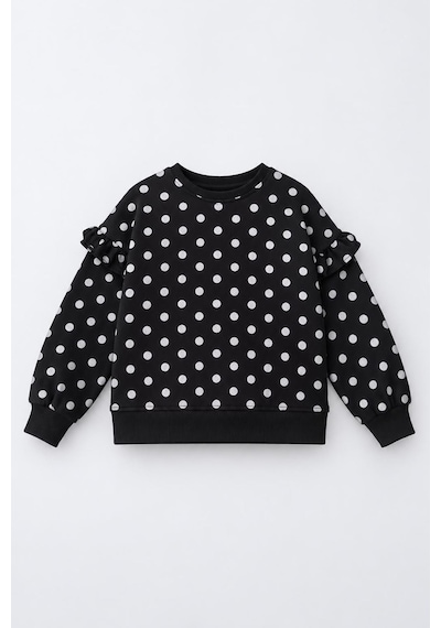 Minigimin Cicileri Fırfır Detaylı Puantiyeli Kız Çocuk Sweatshirt - Siyah Minigimin Cicileri Fırfır Detaylı Puantiyeli Kız Çocuk Sweatshirt - Siyah