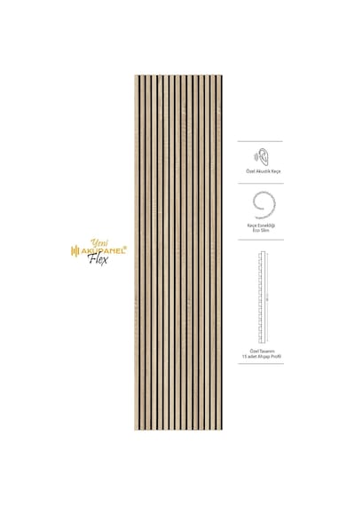 Akupanel Flex 60x245 Cm Meşe Renk Akustik Ahşap Duvar Paneli Meşe