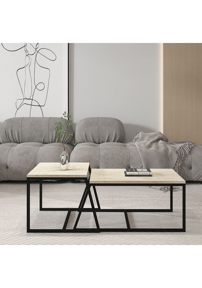 Minimal 2'li Orta Sehpa - Bej Bej Minimal 2'li Orta Sehpa - Bej Bej
