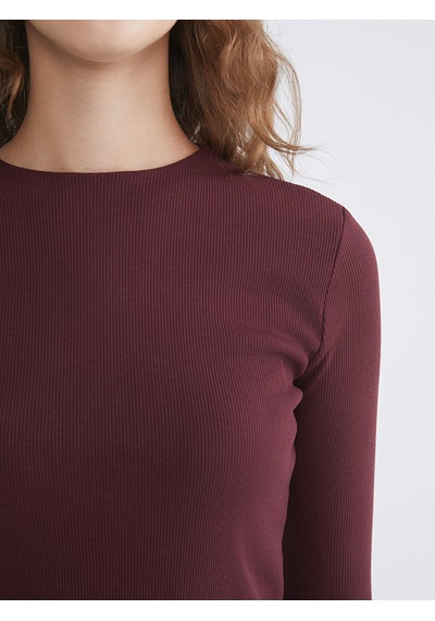 Lcw Modest Bordo Bisiklet Yaka Kadın Body
