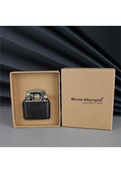 Sm-090t Vintage Benzinli Ahşap Çakmak Siyah Bronz