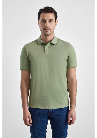 Süvari Yeşil Regular Düz Baskısız Pike Fermuarlı Polo Yaka Nefes Alabilen Tişört Ts1014000472-y03