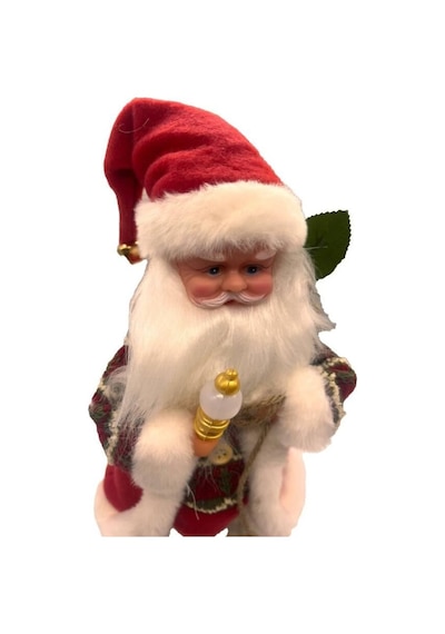 30 Cm Lambalı Yeşil Ekoseli Hareketli Ve Sesli Noel Baba Işıklı Özel Tasarım Yılbaşı Dekor Figürü Diğer
