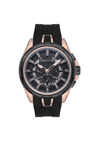 Cerruti 1881 Cra31202 Quartz Silikon Kordon Siyah 10 Atm Erkek Kol Saati Rose Gold