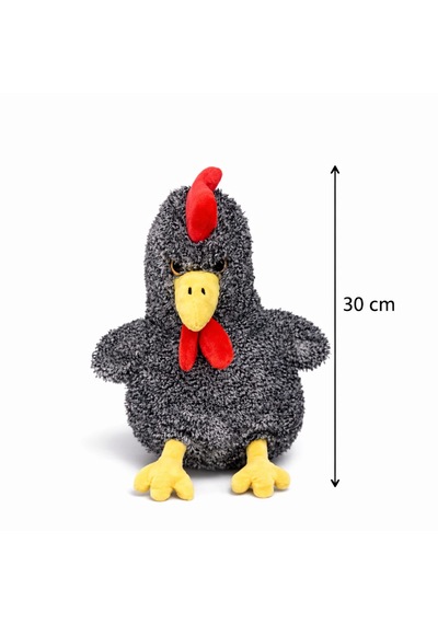 Sesli Öten Çilli Horoz Peluş 30 Cm Siyah