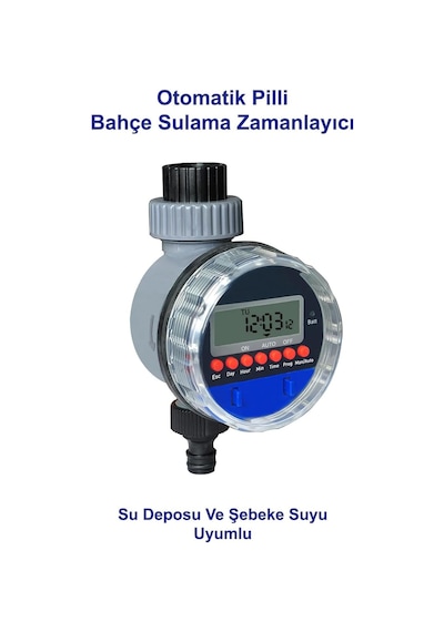 Bahçe Sulama Zamanlayıcısı Musluk Ve Su Deposu Uyumlu Pilli Dijital Elektronik