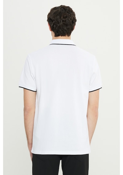 AC&Co / Altınyıldız Classics Erkek Beyaz %100 Pamuk Slim Fit Dar Kesim Polo Yaka Jakarlı Tişört Beyaz
