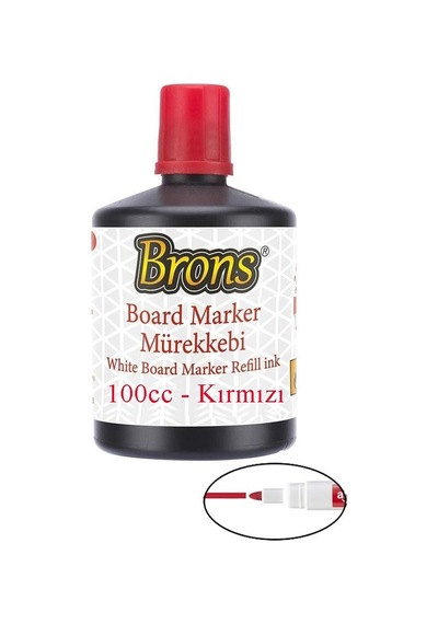 Kırmızı Yazı Tahta Kalem Mürekkebi 100ml 1 Adet Brons Tahta Kalemi Mürekkebi Kolay Silinebilir 100gr Okul Sınıf Öğrenci Kırmızı