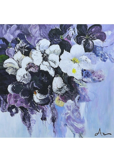 Çiçek Soyut El Yapımı Yağlı Boya Tablo 85x86cm