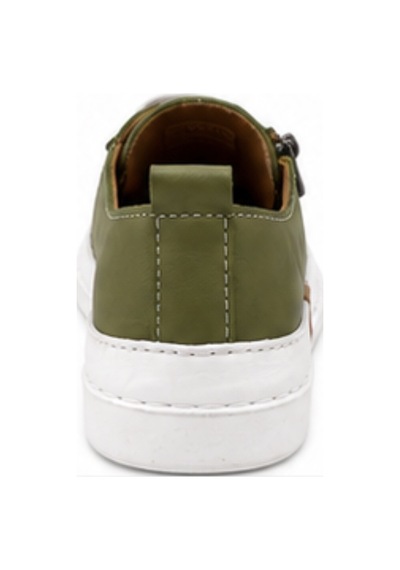 N Napa Shoe Np.8260f.avakado Deri Napa Shoe Hakiki Deri Kadın Sneaker Haki / Beyaz Yan Fermuarlı Comfort Günlük Ayakkabı