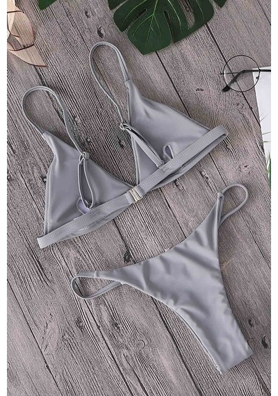 Angelsin Üçgen Bikini Takım - Gri