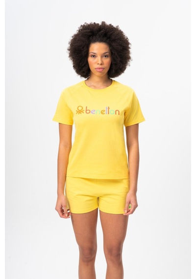 Benetton Bnt-w20360-23y Kadın T-shirt BNT-W20360-R2916 Sarı