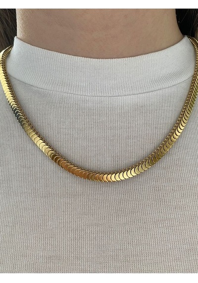 Sıralı Yarım Halka Çelik Kararmaz Kadın Gold Kolye Altın Sıralı Yarım Halka Çelik Kararmaz Kadın Gold Kolye Altın