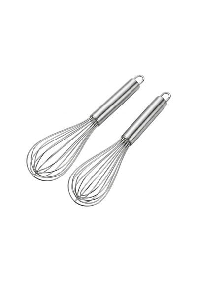 2'li Paslanmaz Çelik Mini Çırpıcı Seti, 20 Cm Tel Çırpıcı, Metal Saplı Yumurta Sos Krema Karıştırıcı, Askı Halkalı Mutfak Çırpma Aparatı