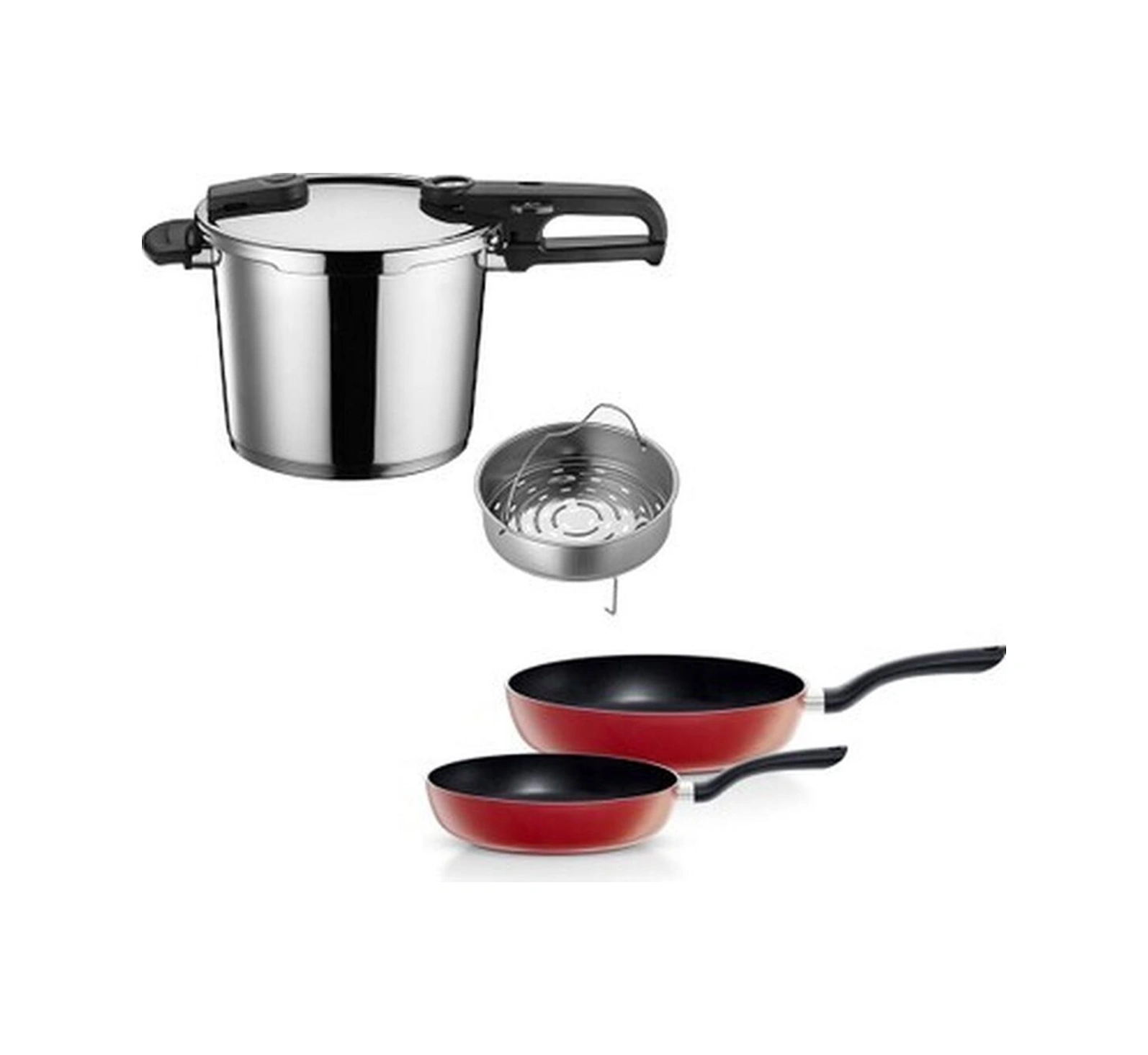 Fissler Vitaquick Edition 6 Litre Düdüklü Tencere + Kırmızı Cenit Tava Set Bakır - Siyah