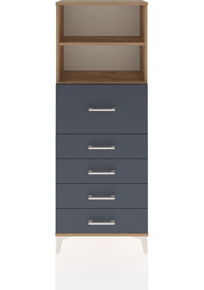 Arges Dolap 2 Raflı 5 Çekmeceli 60x30x163 Çam-antrasit Atlas Çam
