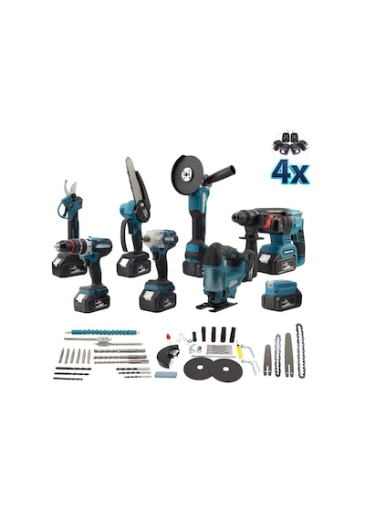 Dawreek Sekizli Set DBML (LED Aydınlatma+ Ş.Hilti+Ş.Spral+S.Sıkma+13 MM Ç.Mandren+Ş.Dekupaj+Budama Testeresi+Bağ Makası)