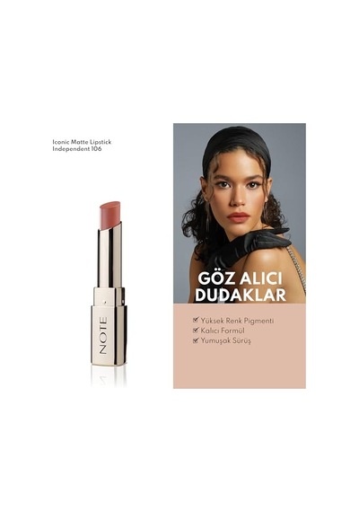 Note Cosmetics Iconic Matte Lipstick 106 Independent Kalıcı Mat Ruj, Nude 00