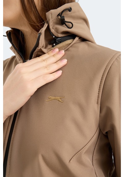 Slazenger Heat Control Kadın Çıkarılabilir Kapüşonlu Bej Mont & Kaban Bej