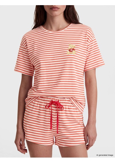 Lcw Dream Kırmızı Çizgili Kadın Şortlu Pijama Takımı