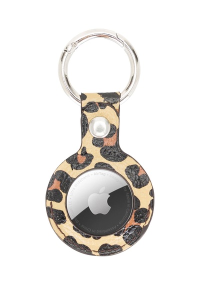 Apple Airtag Uyumlu Deri Anahtarlık, Leo Ne Kahve Altın