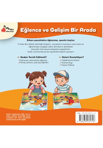 Playever 5 Farkı Bul - Araçlar, Dikkat Ve Görsel Algı Etkinlik Kitabı