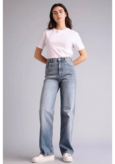 Defacto 90s Wıde Leg Yüksek Bel Jean Yıkamalı Pantolon G8835ax26spnm34 Mavi-nm34