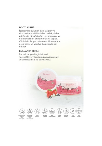 Derminix Çilek & Vanilya Özlü Vücut Peeling 2 x 300 ML