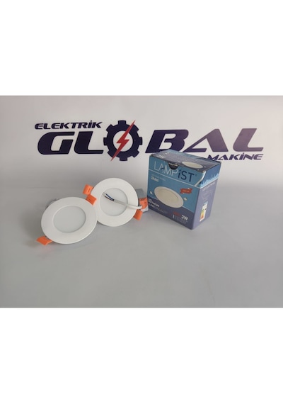 Lampist 3w Sıva Altı Slim Panel Led Beyaz Kasa 6500k Beyaz Işık Yuvarlak Spot Tavan Lambası Trafolu Tam Set İki Adet