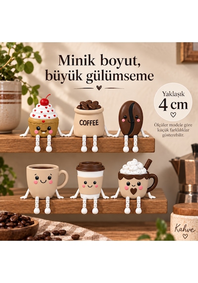 Kahve Köşesi Süsü Sallanan Bacaklı Mini Figür Dekoratif Raf Ve Masa Süsü 4 Cm Dekoratif Objeler