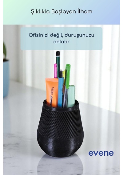 Kalemlik Masa Kalemliği Organizer Kalemlik Siyah Renk Model 89 Çok Renkli