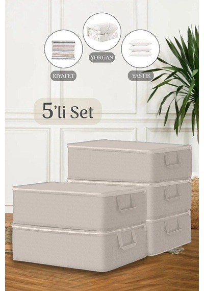 5 Adet Büyük Boy Bazaaltı Hurç Giysi Yastık Hurcu Düzenleyici Saklama Çantası 64x45x22 Cm Pvc-polyes Diğer